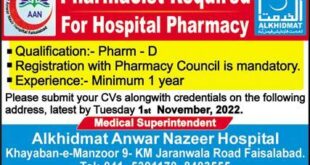 Al Khidmat Anwar Nazir Hospital Faisalabad Jobs